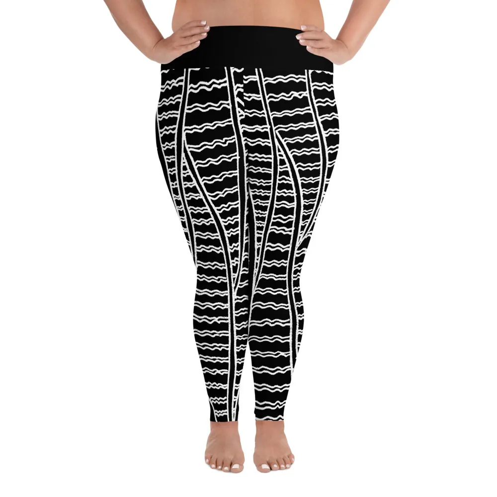 All-Over Print Plus Size Leggings Duck Feathers