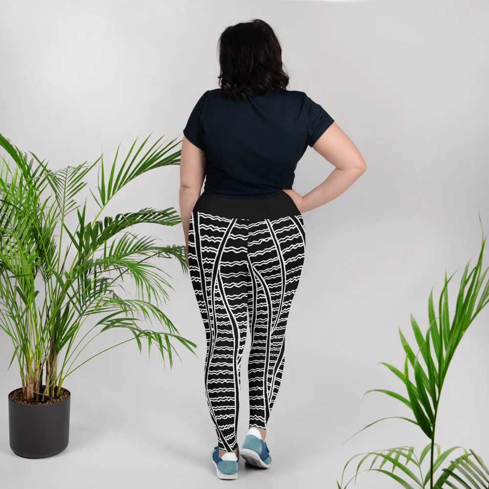 All-Over Print Plus Size Leggings Duck Feathers