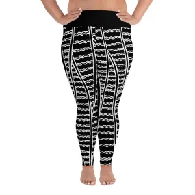 All-Over Print Plus Size Leggings Duck Feathers