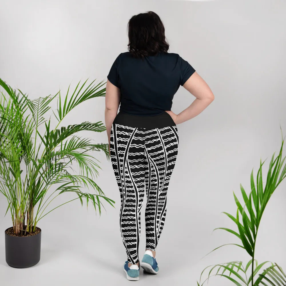 All-Over Print Plus Size Leggings Duck Feathers