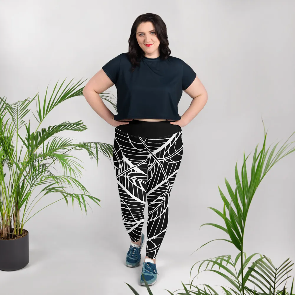 All-Over Print Plus Size Leggings Pecan Leaves Underwater