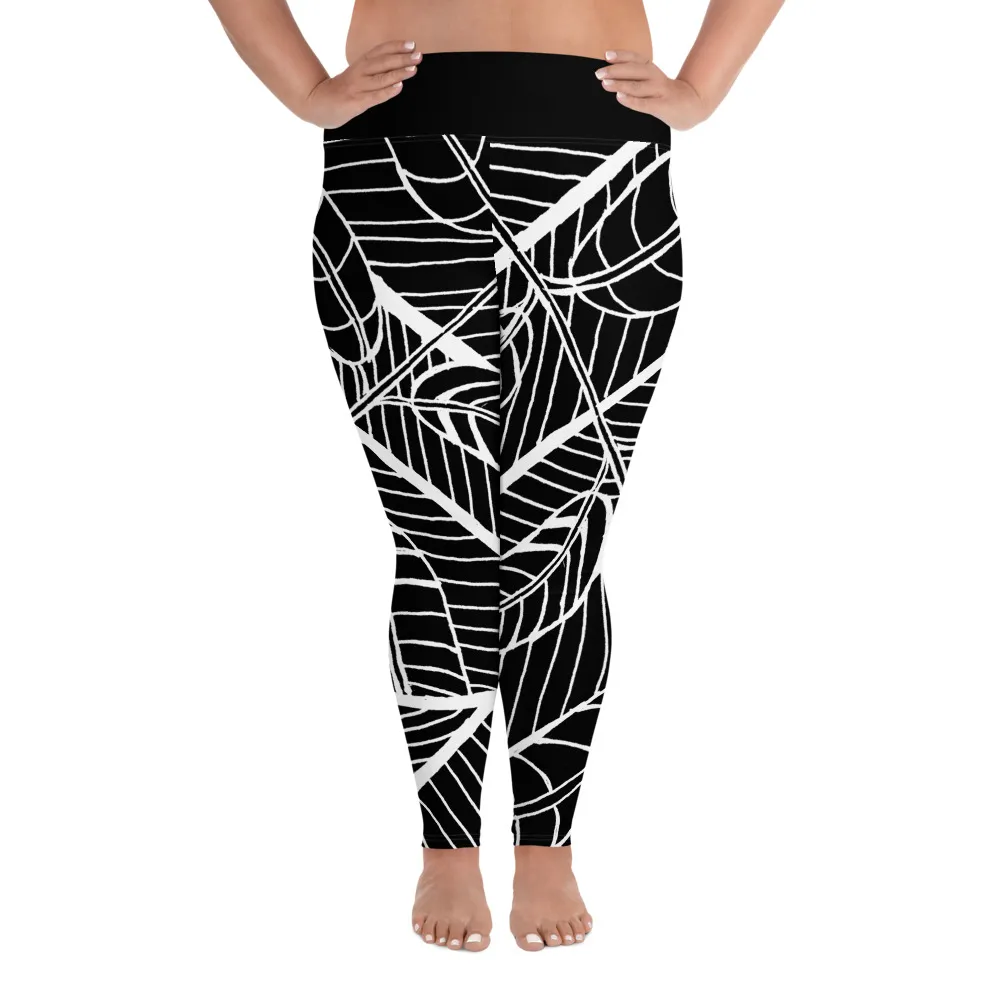 All-Over Print Plus Size Leggings Pecan Leaves Underwater