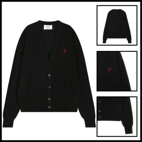 AMI PARIS  |Button-down Heart Wool Street Style Plain Logo Front Button