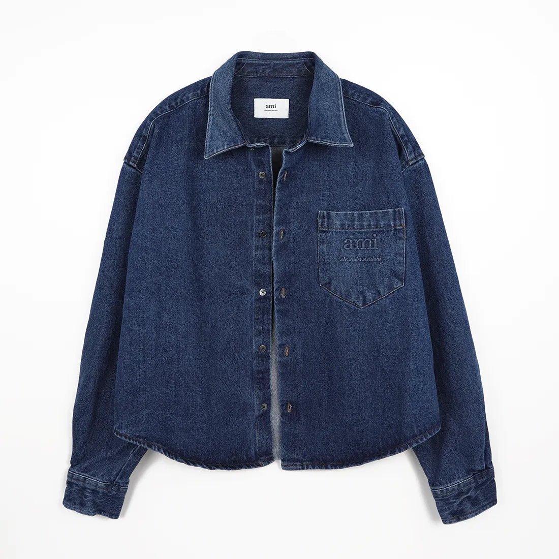 AMI PARIS  |Button-down Unisex Denim Street Style Long Sleeves Logo