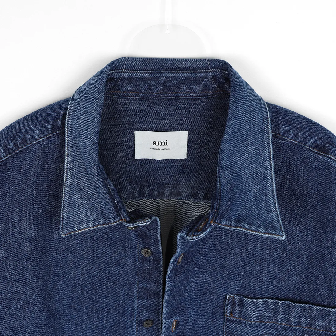 AMI PARIS  |Button-down Unisex Denim Street Style Long Sleeves Logo