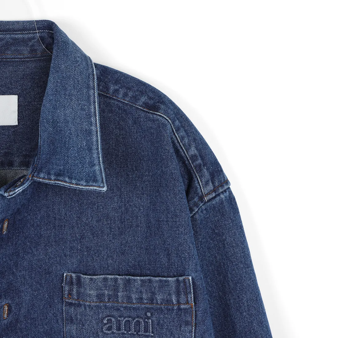 AMI PARIS  |Button-down Unisex Denim Street Style Long Sleeves Logo