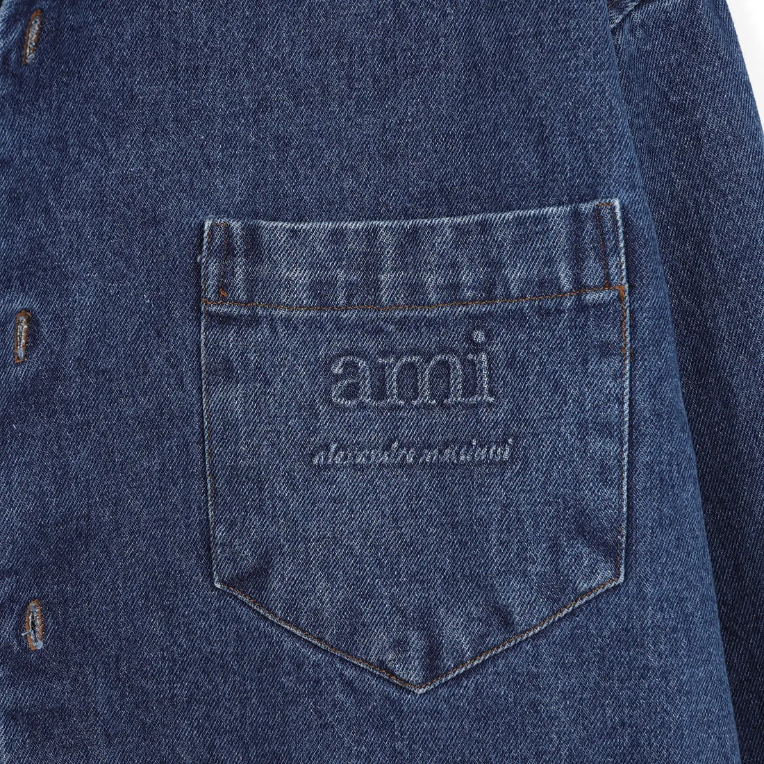 AMI PARIS  |Button-down Unisex Denim Street Style Long Sleeves Logo