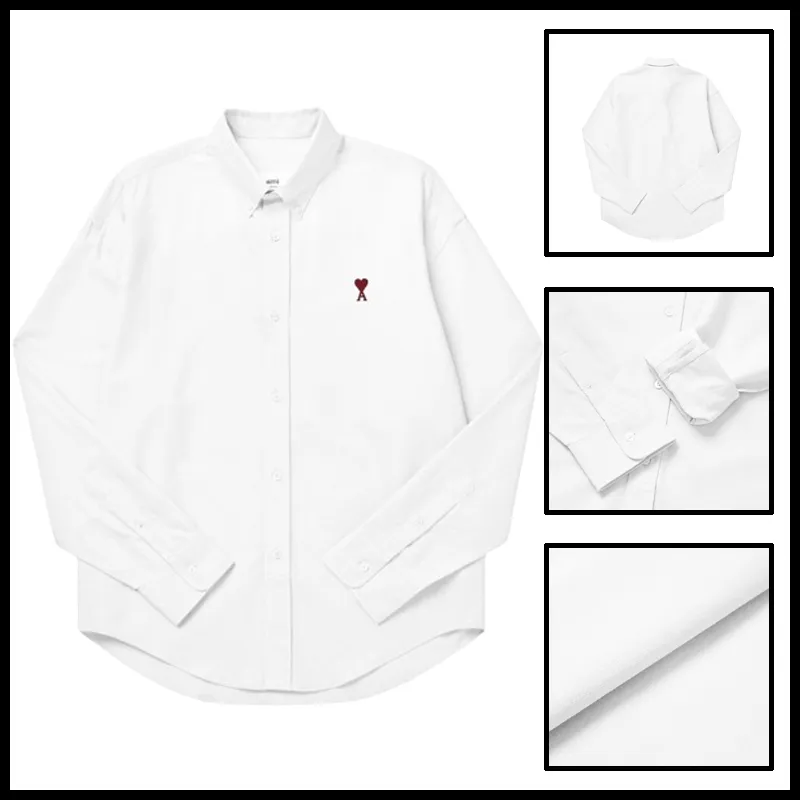 AMI PARIS  |Button-down Unisex Street Style Long Sleeves Plain Cotton