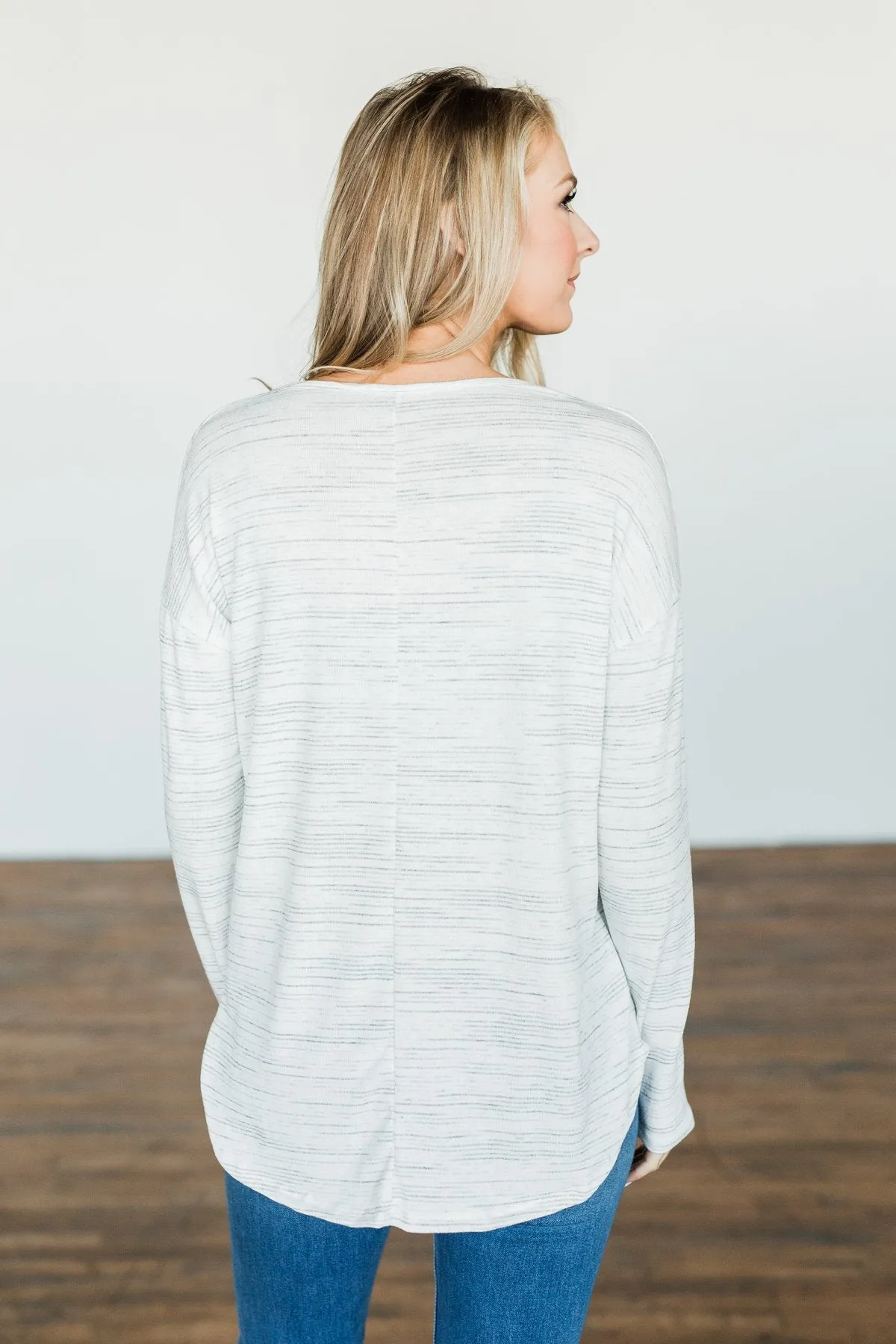 Apple Of My Eye V-Neck Knit Top- Ivory