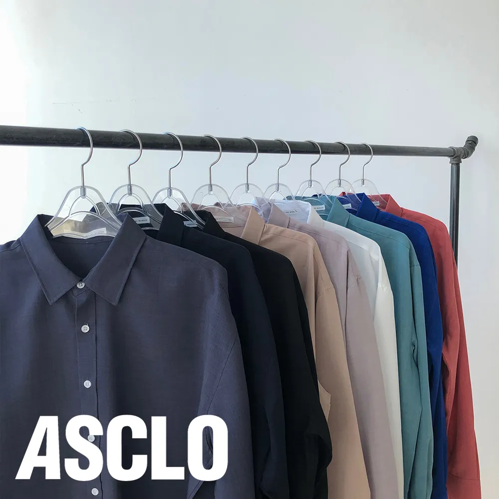 ASCLO  |Button-down Unisex Linen Street Style Long Sleeves Plain