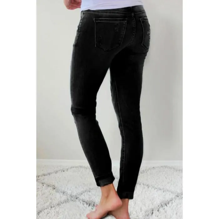 Black Peek-A-Boo Skinny Jeans