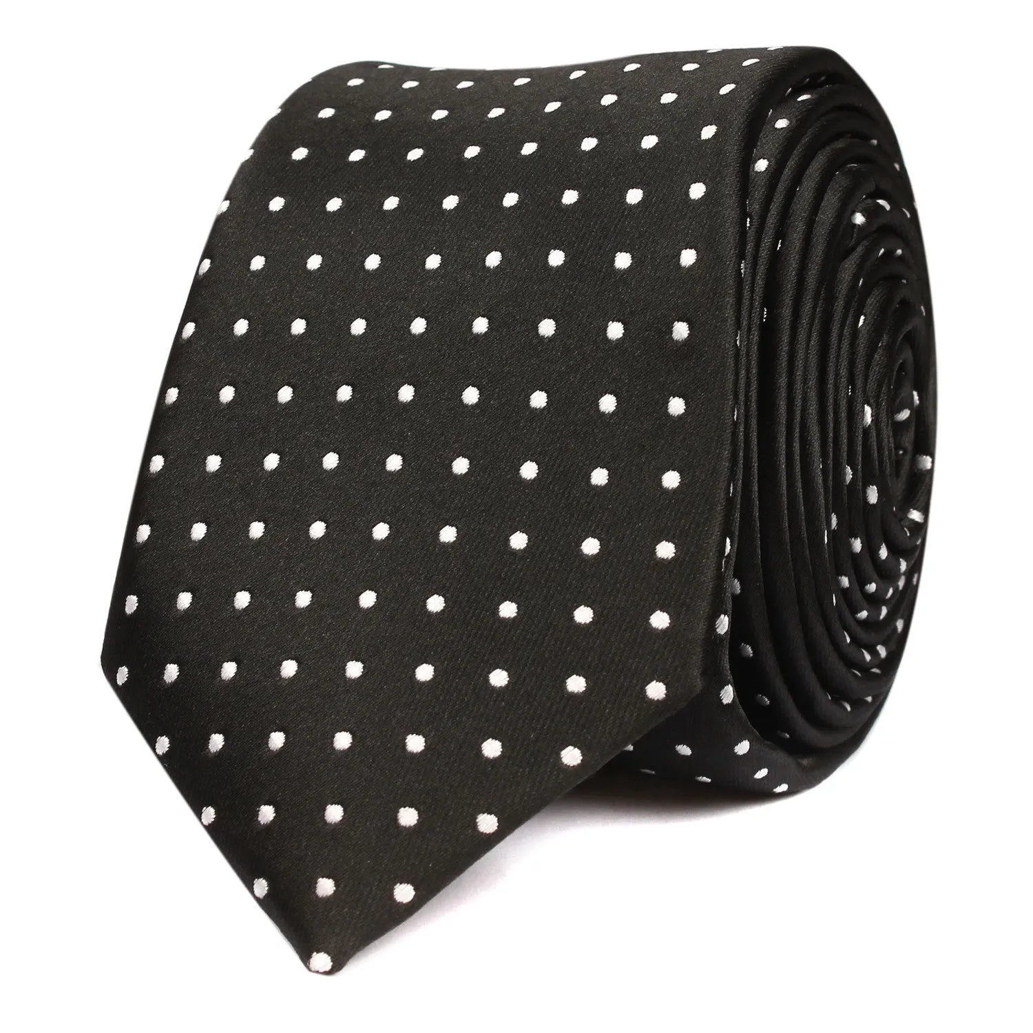 Black with Small White Polka Dots - Skinny Tie