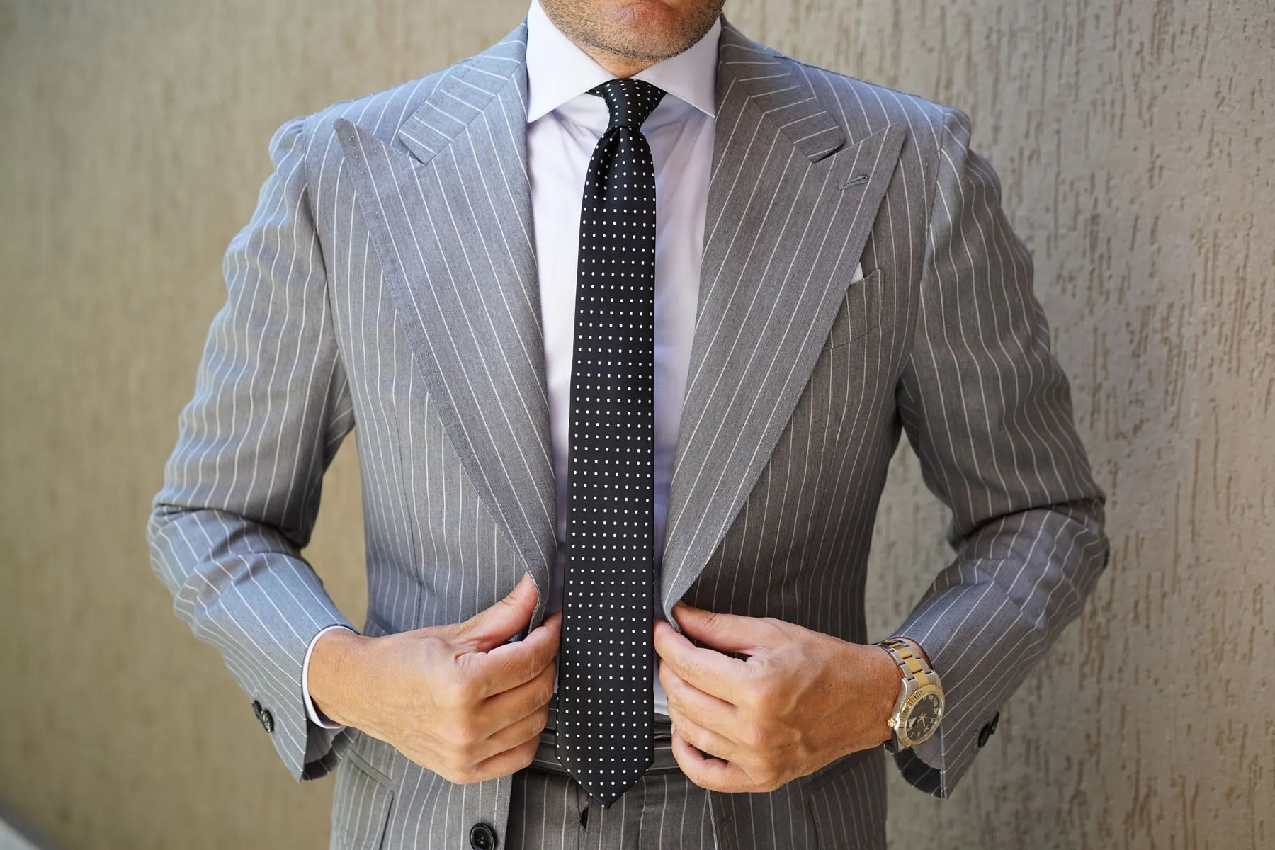 Black with Small White Polka Dots - Skinny Tie