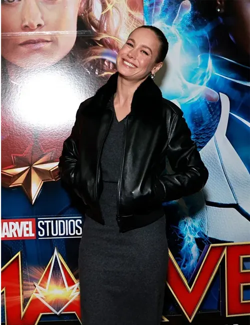 Brie Larson Black Leather Jacket - William Jacket