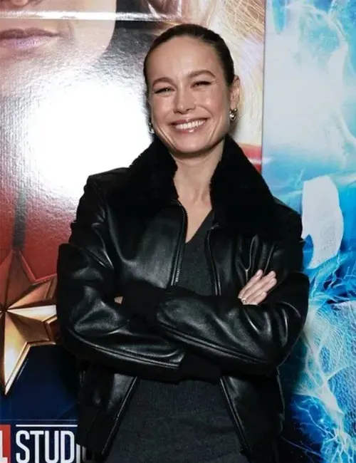 Brie Larson Black Leather Jacket - William Jacket