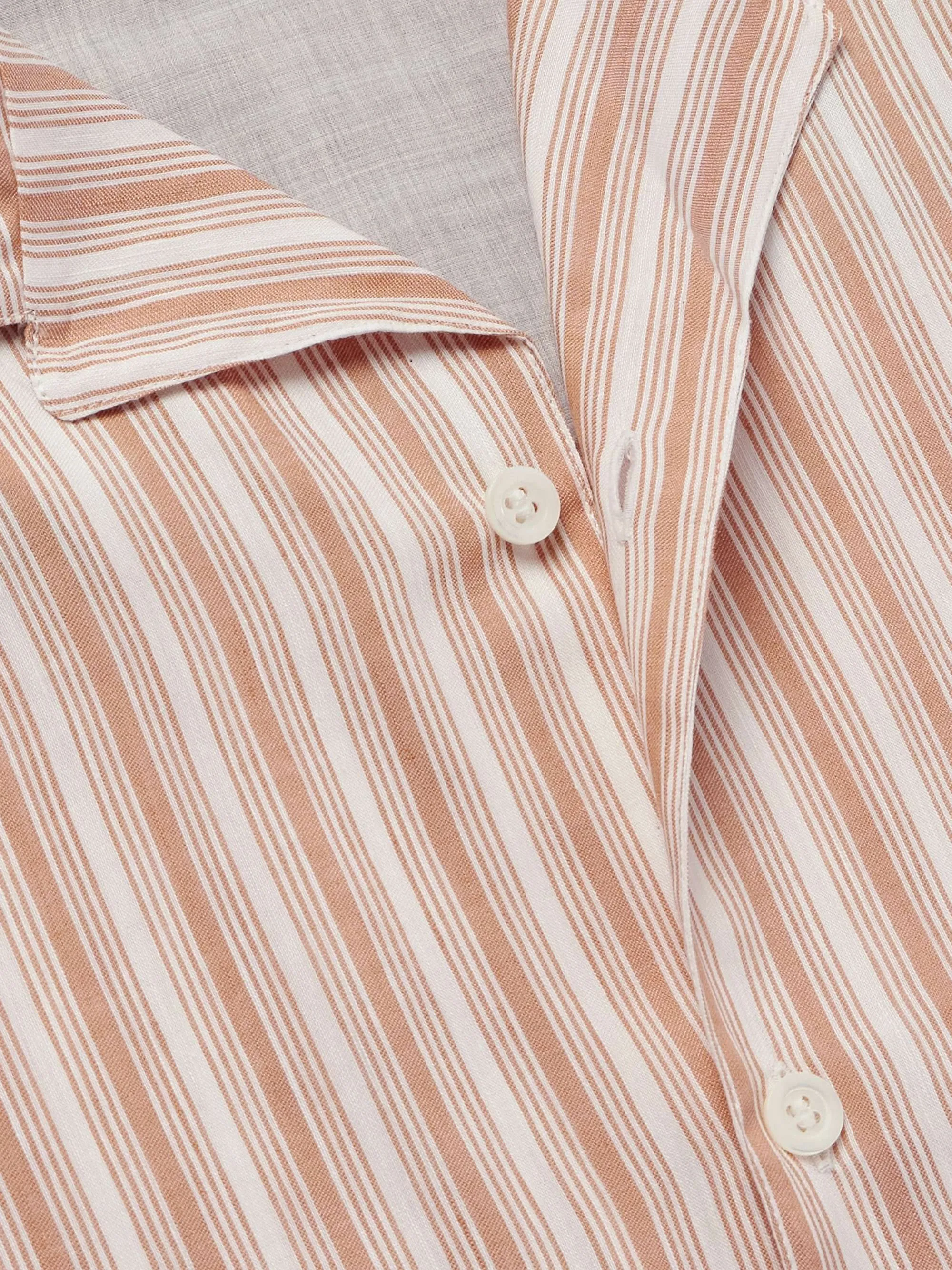 BRUNELLO CUCINELLI  |Button-down Stripes Linen Street Style Short Sleeves Bridal