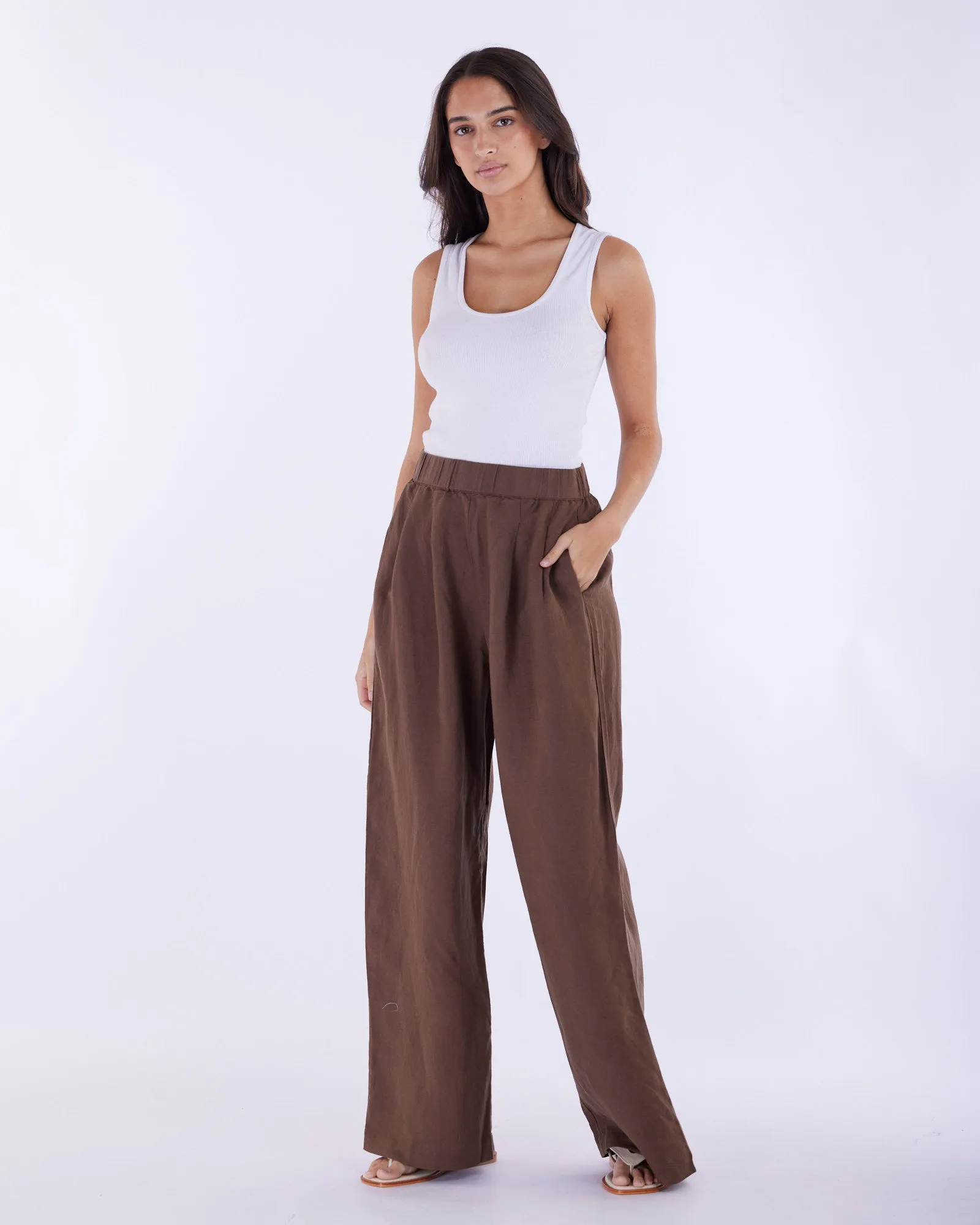 Cancun Linen Pant - Chocolate