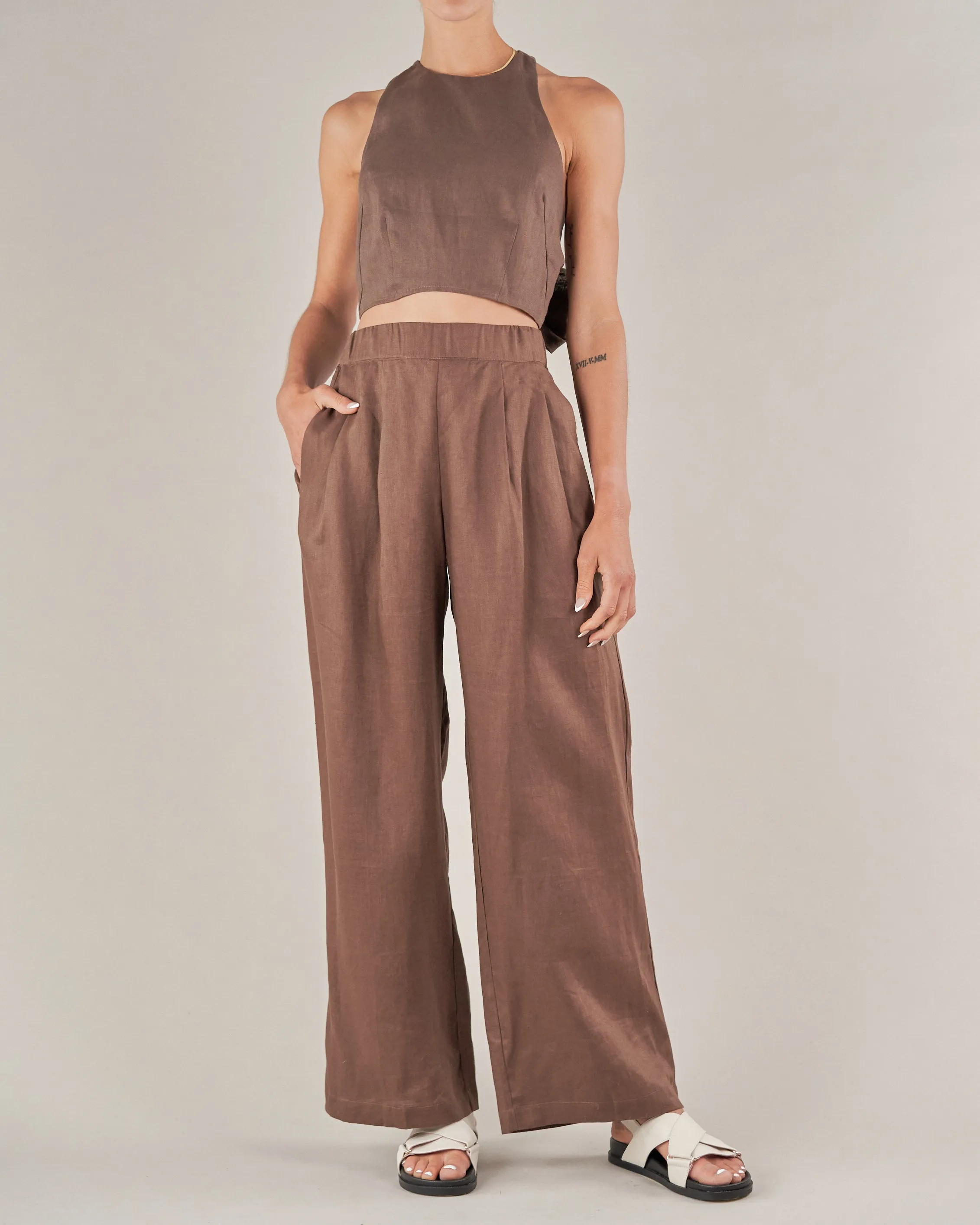 Cancun Linen Pant - Chocolate