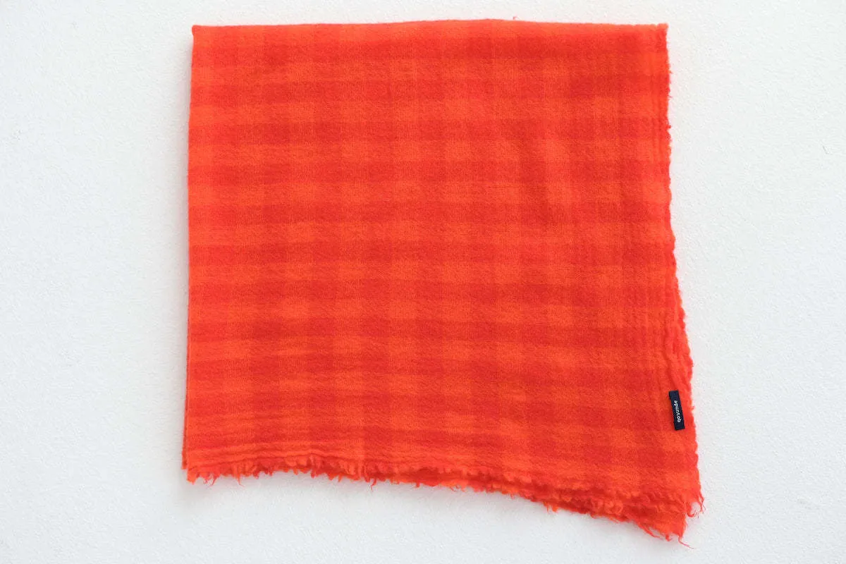 Cashmere Check Scarf - Tomato