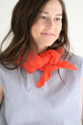 Cashmere Check Scarf - Tomato