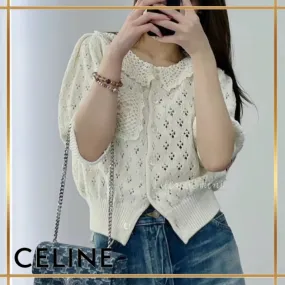 CELINE  |cropped cardigan in pointelle cotton