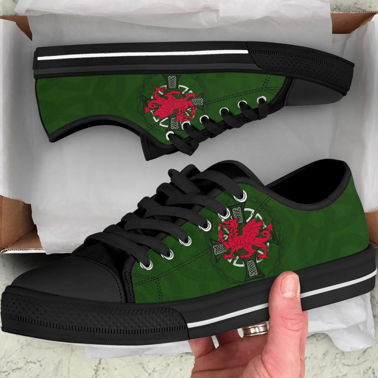 Dragon With Celtic Cross Irish St Patrick’s Day Converse Sneakers Low Top Shoes