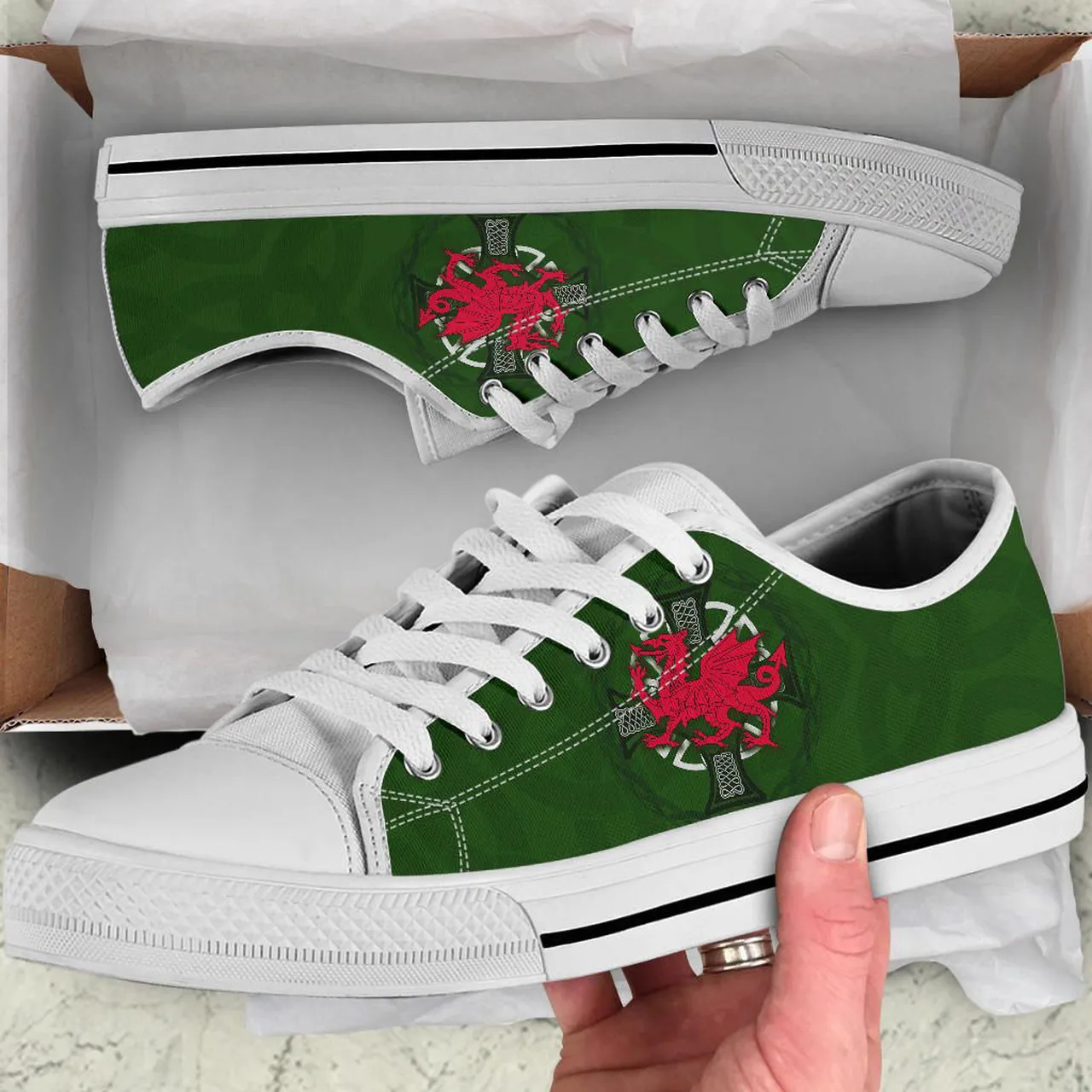 Dragon With Celtic Cross Irish St Patrick’s Day Converse Sneakers Low Top Shoes