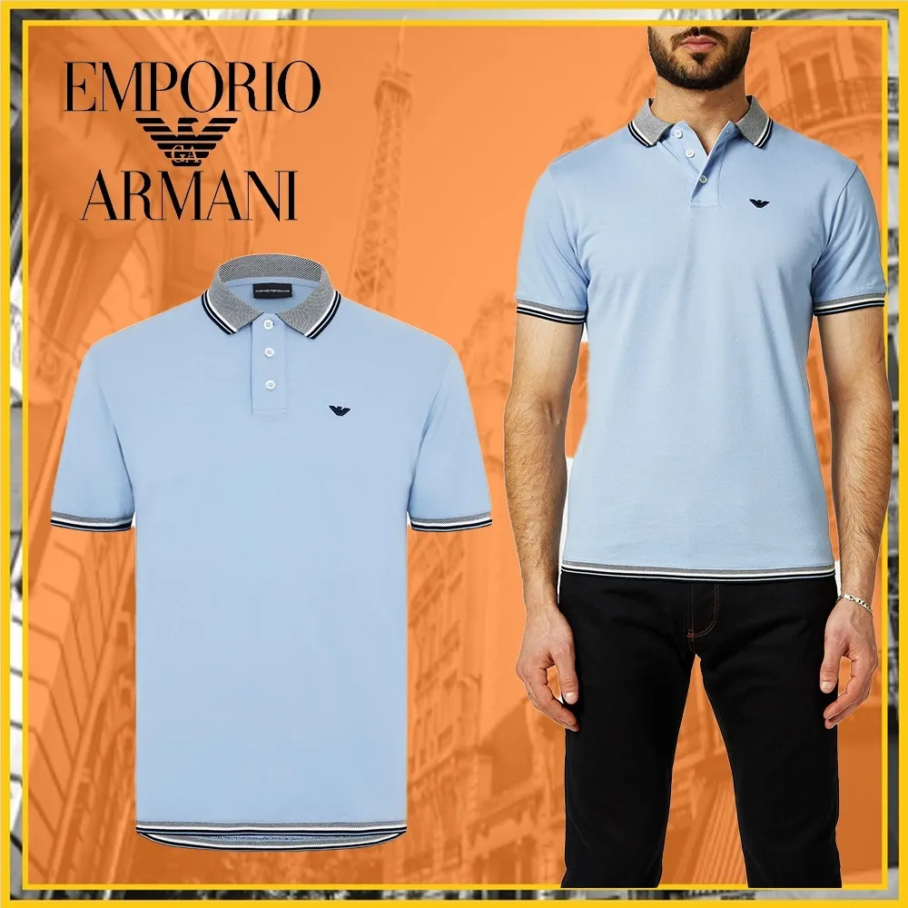 EMPORIO ARMANI  |Button-down Unisex Street Style Plain Cotton Short Sleeves