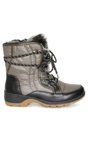 Evans WIDE FIT Black & Grey Faux Fur Lined Snow Boots