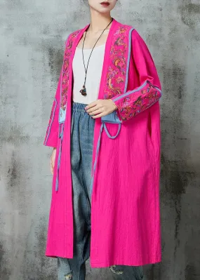 Fashion Rose Embroidered Linen Loose Cardigan Spring JK1055