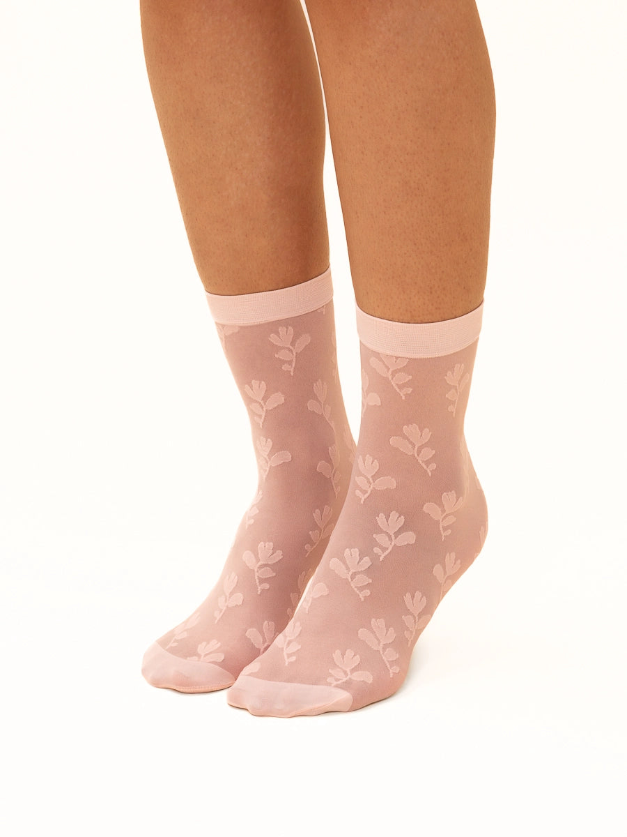 Floral Sheer Socks in Ballerina Pink