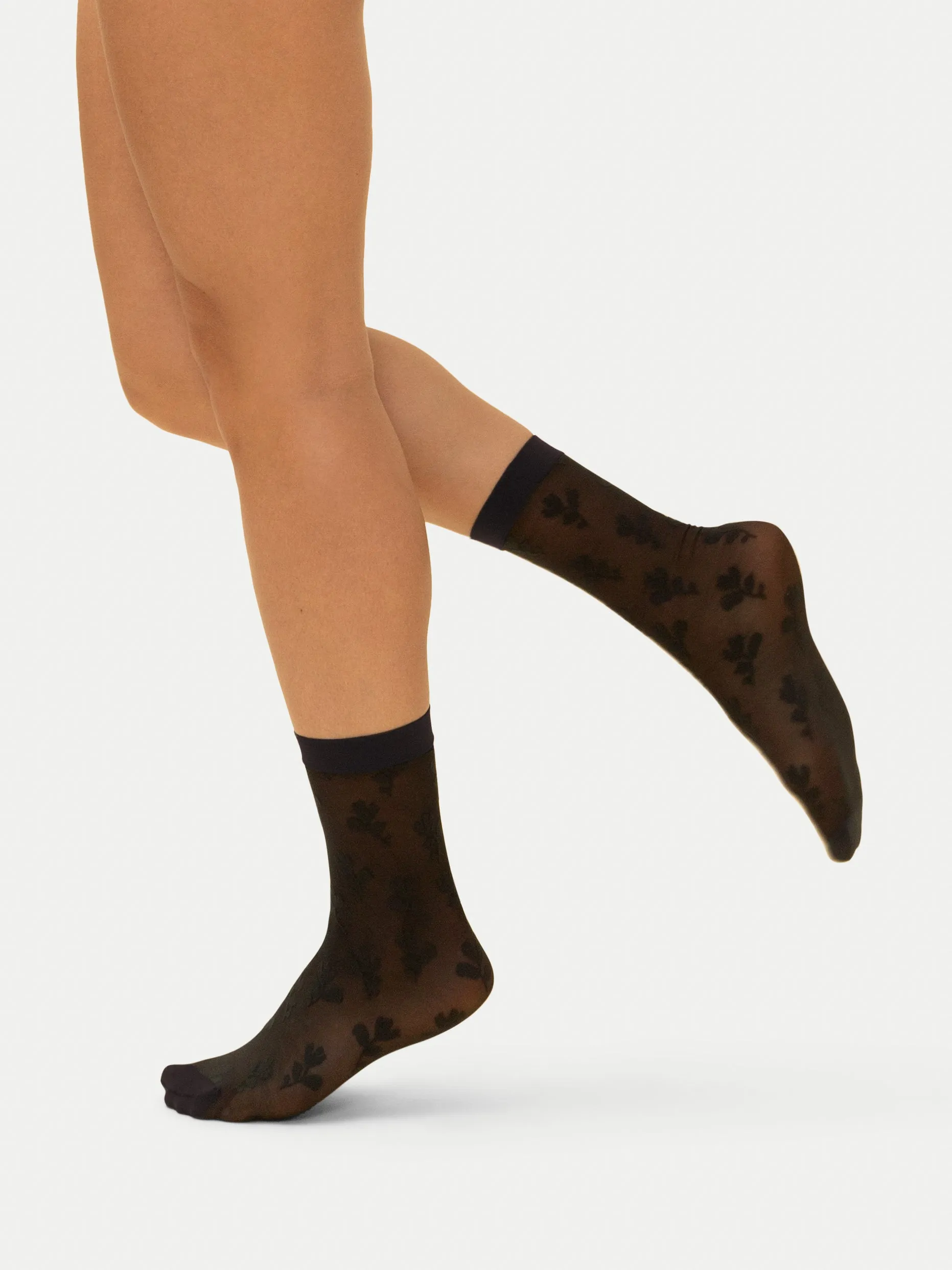 Floral Sheer Socks in Black