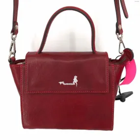 FLORENCIA Red Leather Pre Loved Satchel Purse