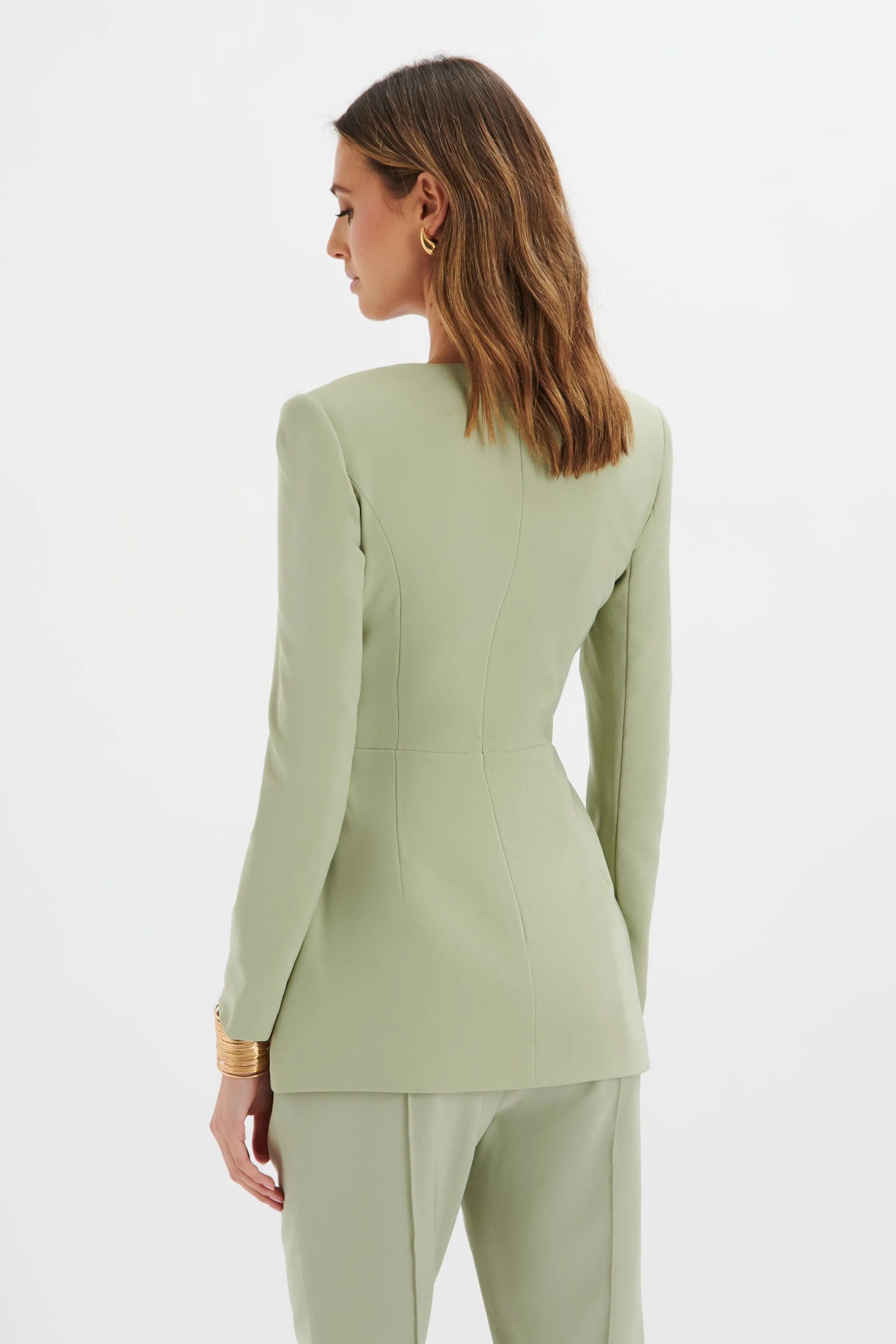 FREJA Tailored Bandeau Blazer In Sage Green