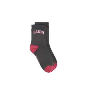 GANNI Black Print Socks