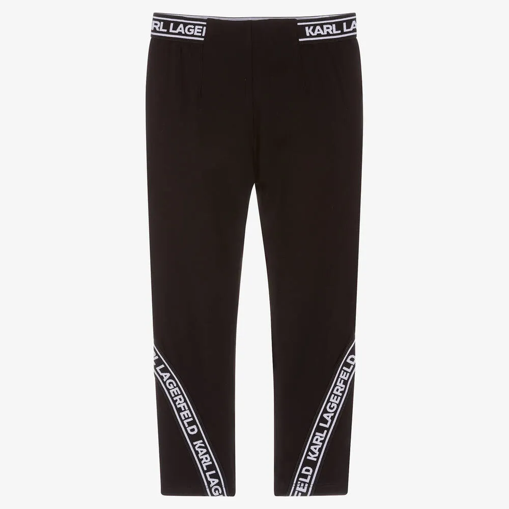 Girls Black Logo Leggings