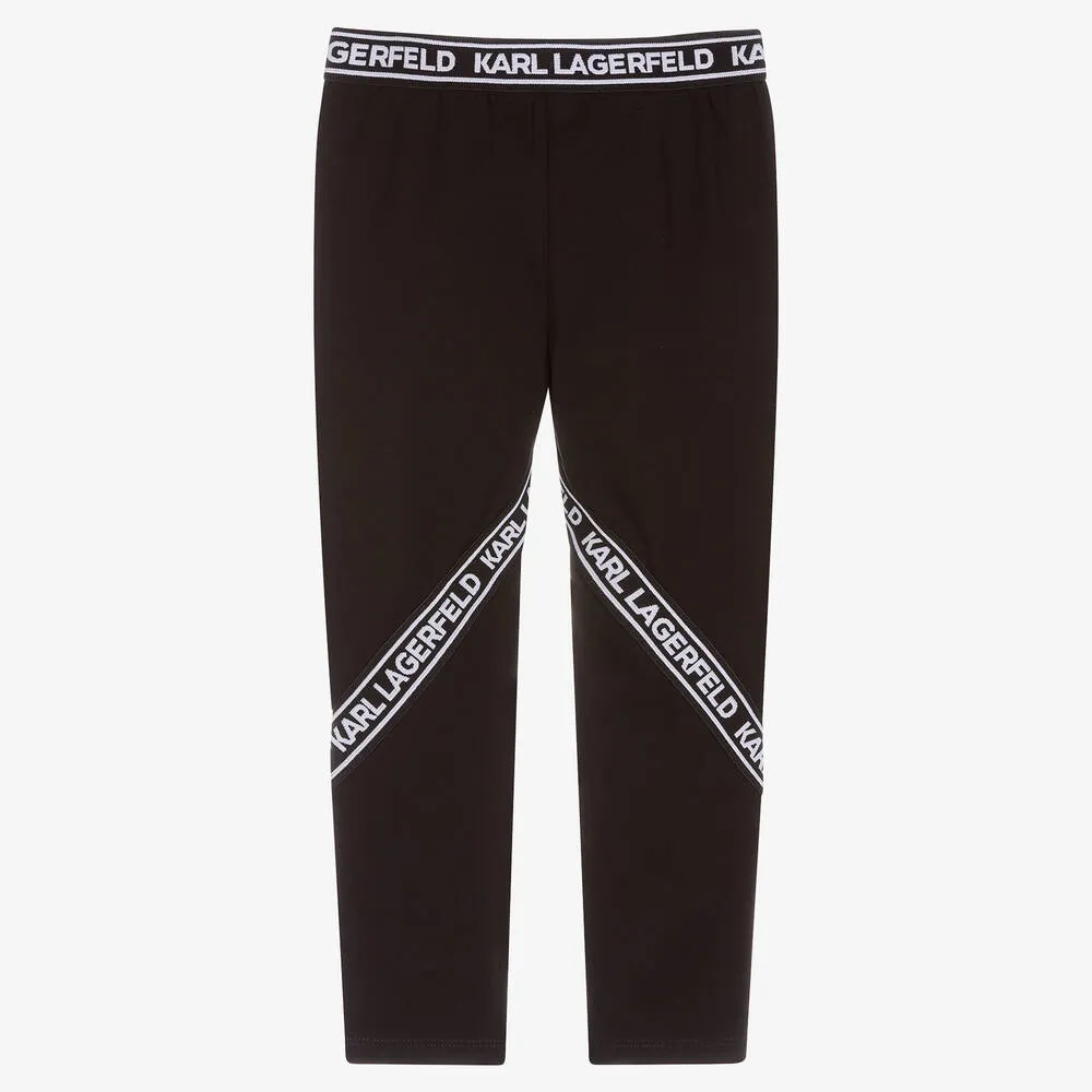 Girls Black Logo Leggings