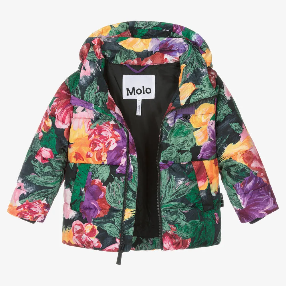 Girls Floral Puffer Jacket