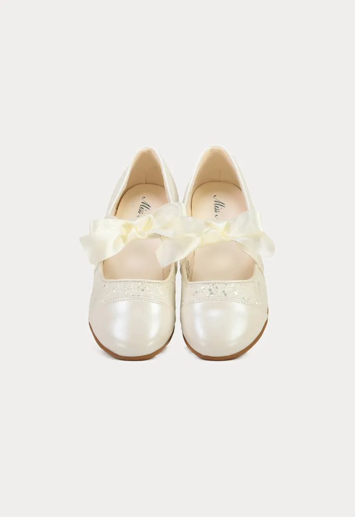 Glittery Embellished With Satin Ribbon Shoes