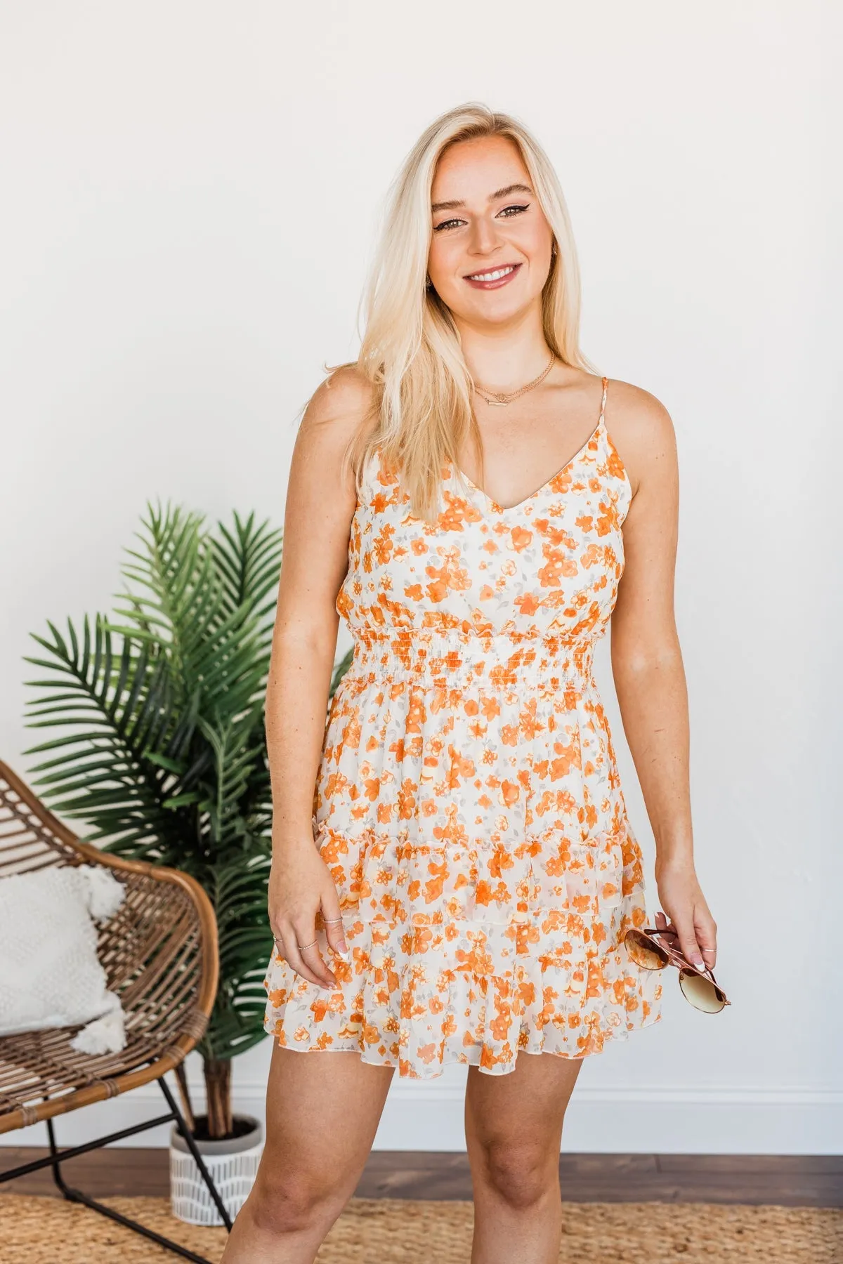 Going Where We Want Floral Dress- Orange