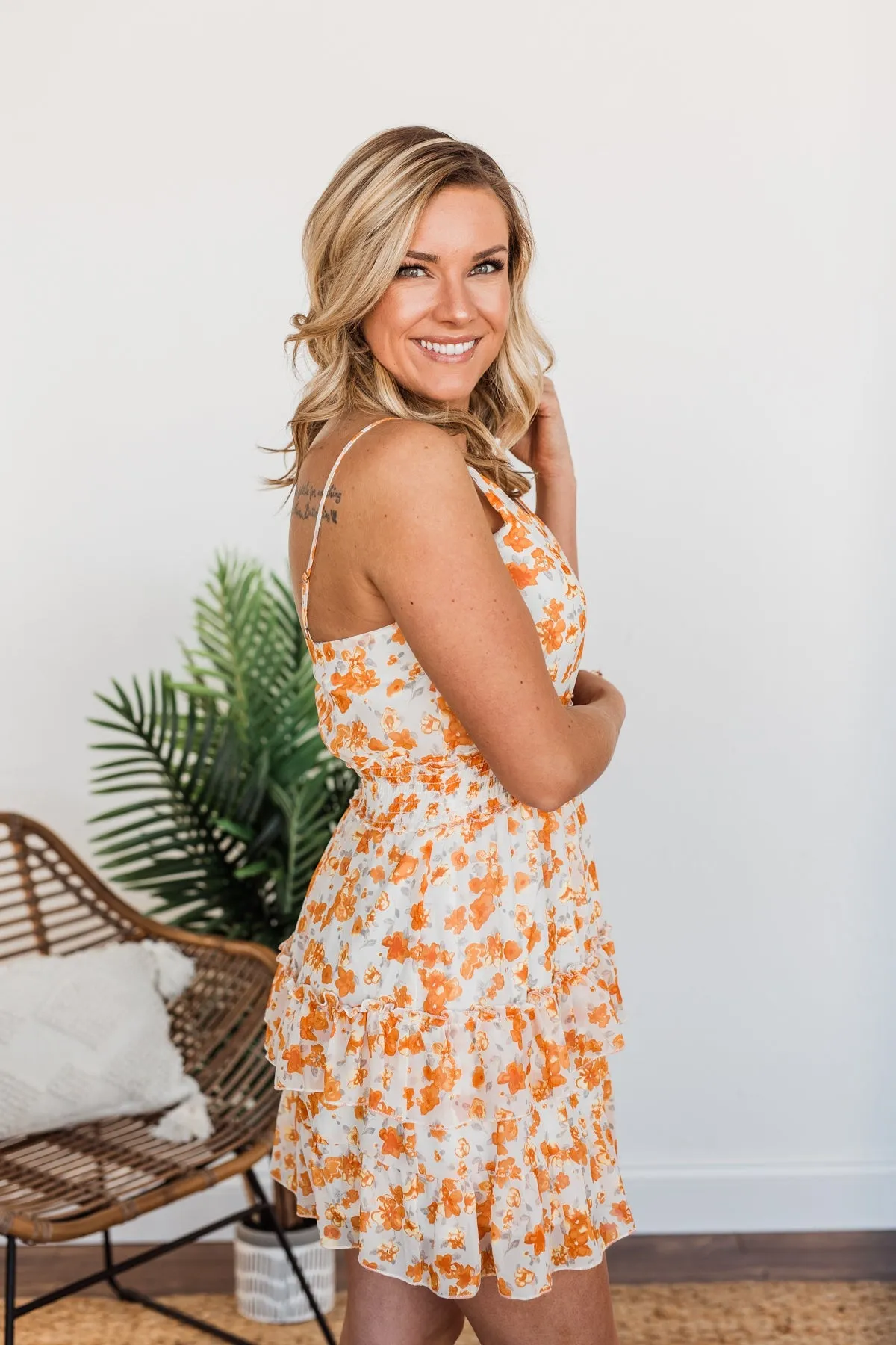 Going Where We Want Floral Dress- Orange