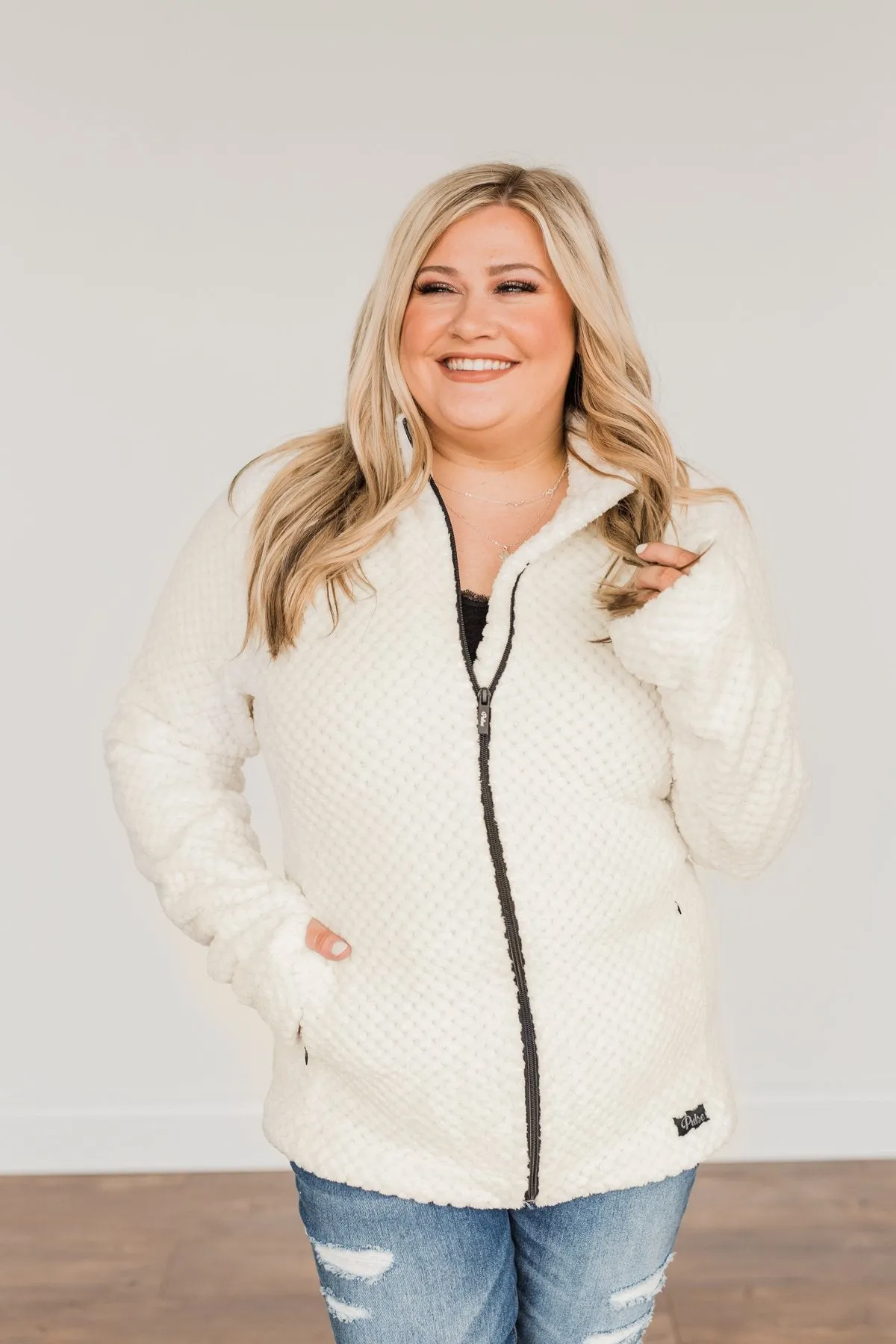 Heartfelt Wishes Zip Up Sherpa- Ivory