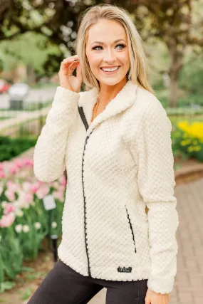 Heartfelt Wishes Zip Up Sherpa- Ivory