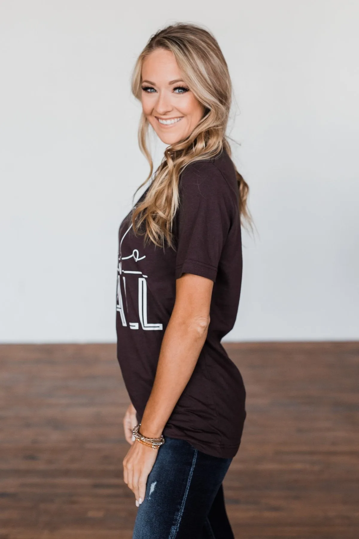 Hello Fall Graphic Tee- Dark Brown