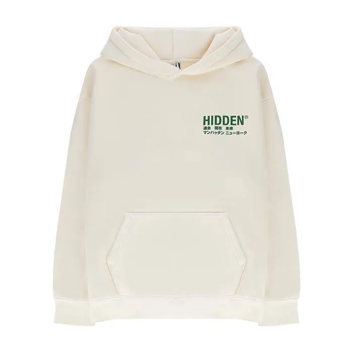 HIDDEN  |Unisex Street Style Plain Cotton Oversized Logo Hoodies