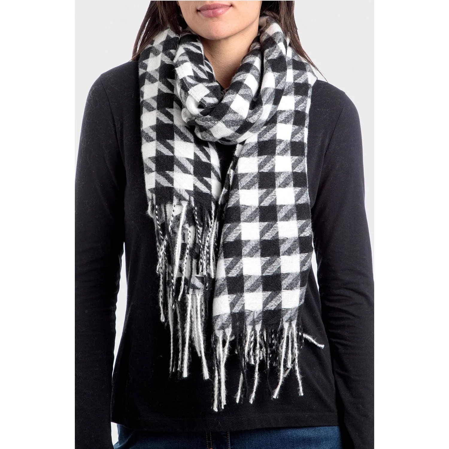 Houndstooth Scarf- Black