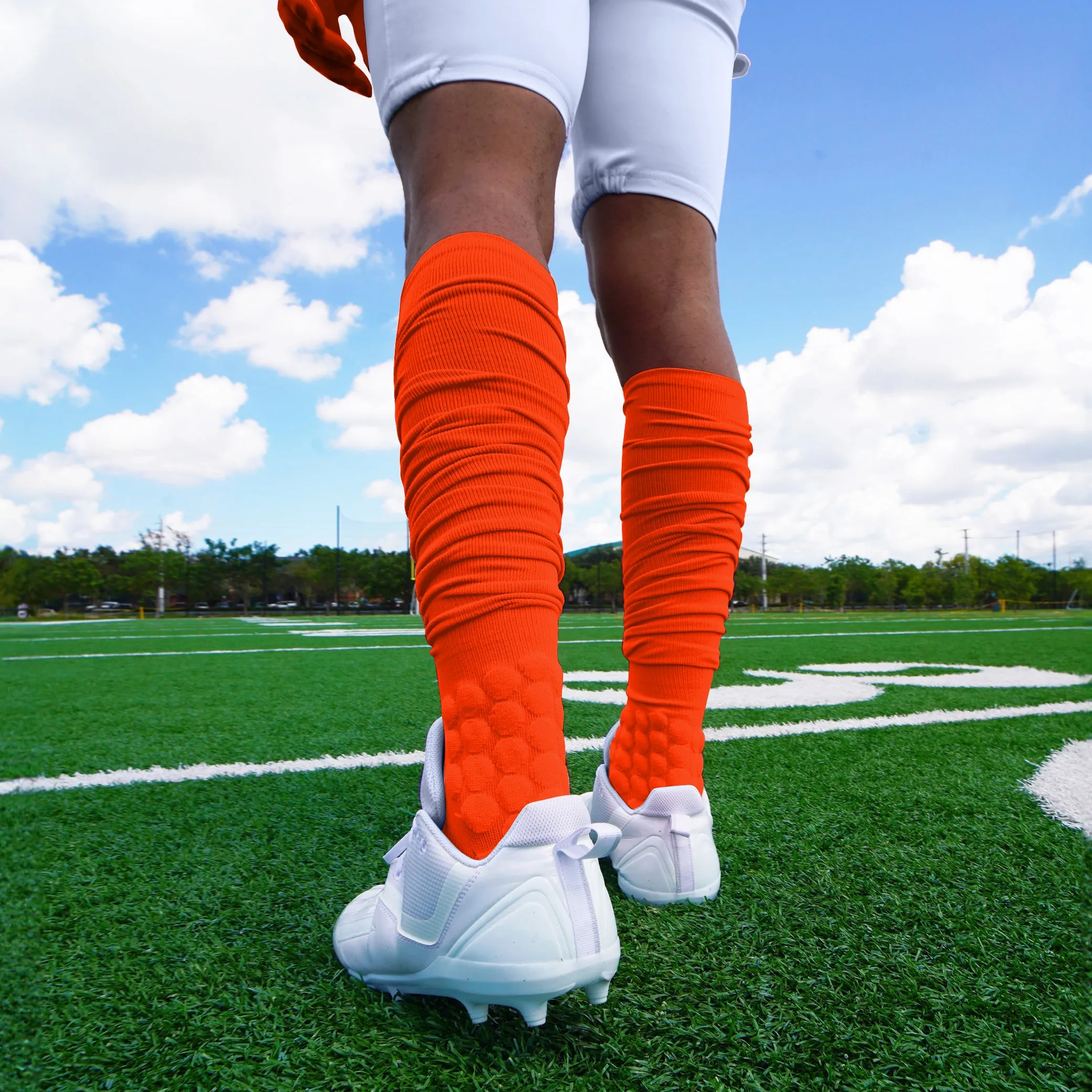 Hue Orange Football Padded Long Socks