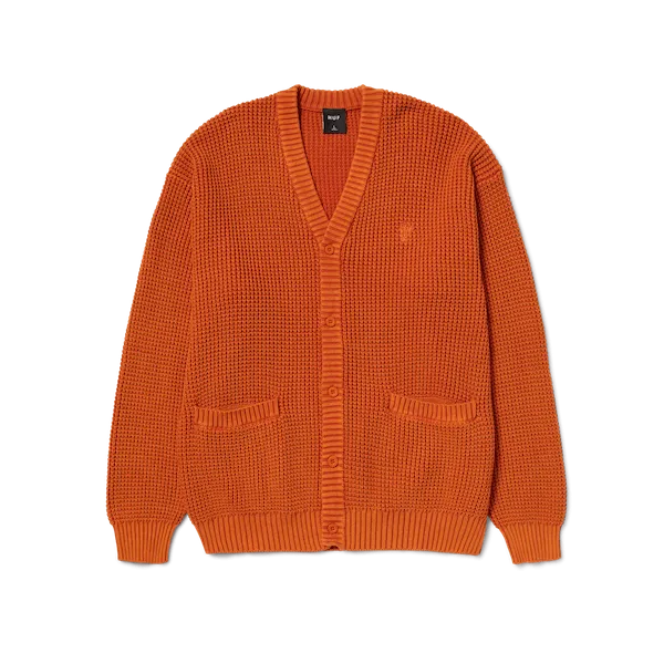 Huf Coolidge Waffle Cardigan - Rust