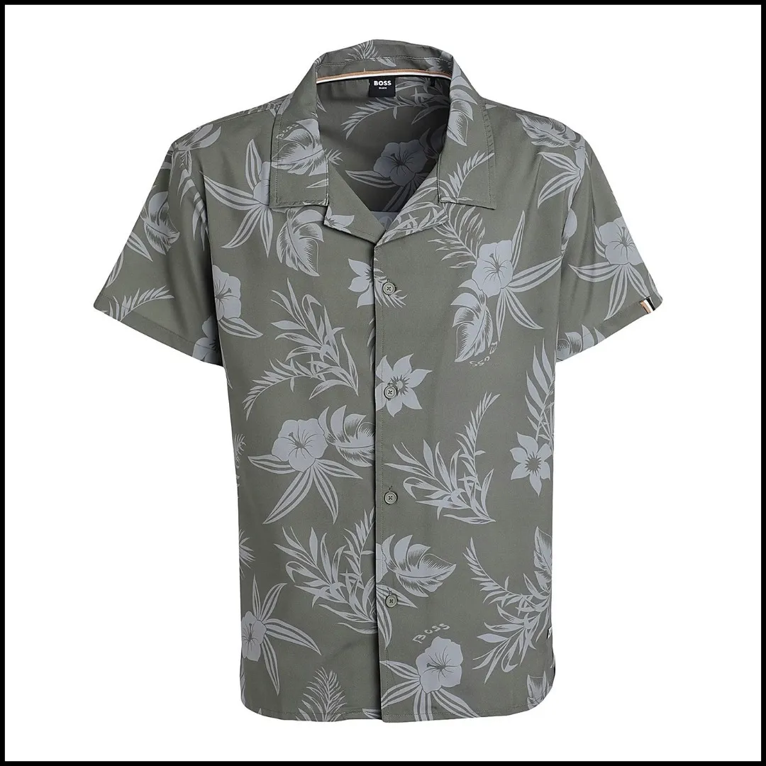 Hugo Boss  |Button-down Tropical Patterns Nylon Street Style Bi-color