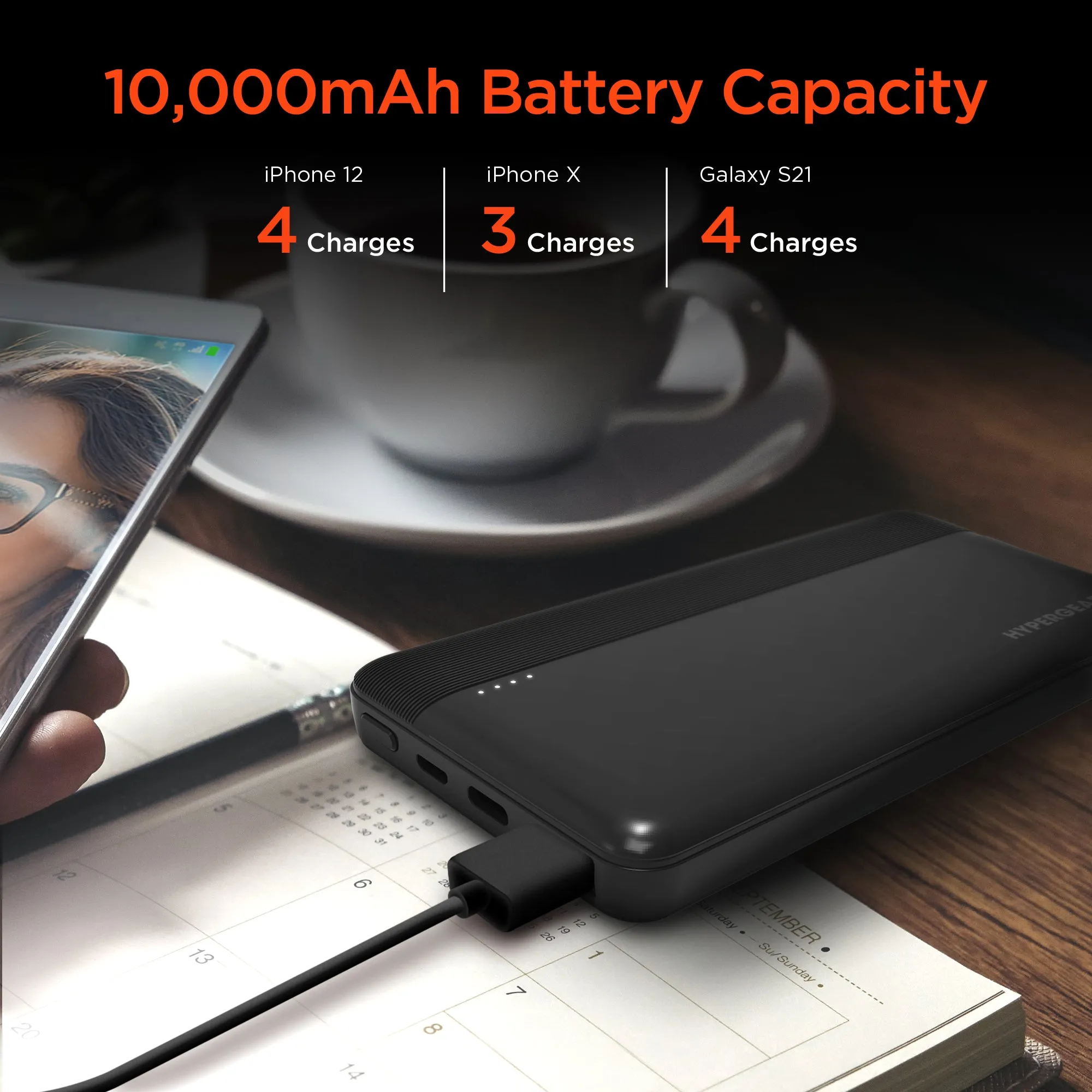 Hypercel 10,000mAh | Fast Charge Power Bank with 20W USB-C PD 15457 Black